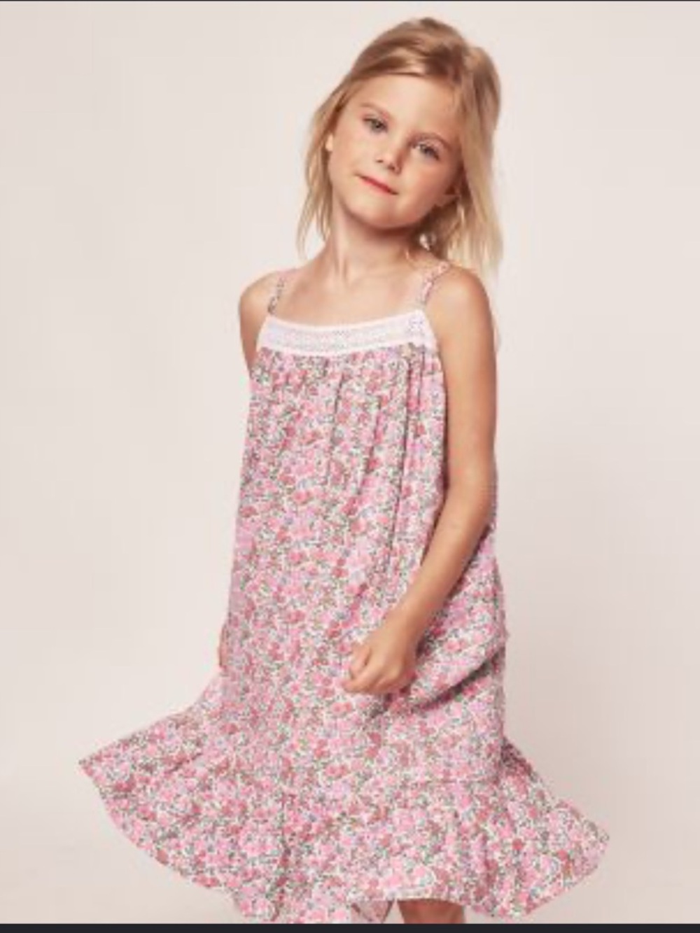 Petite Plume Girls Pink Floral Lace Nightgown Dress Size 5 Cottagecore